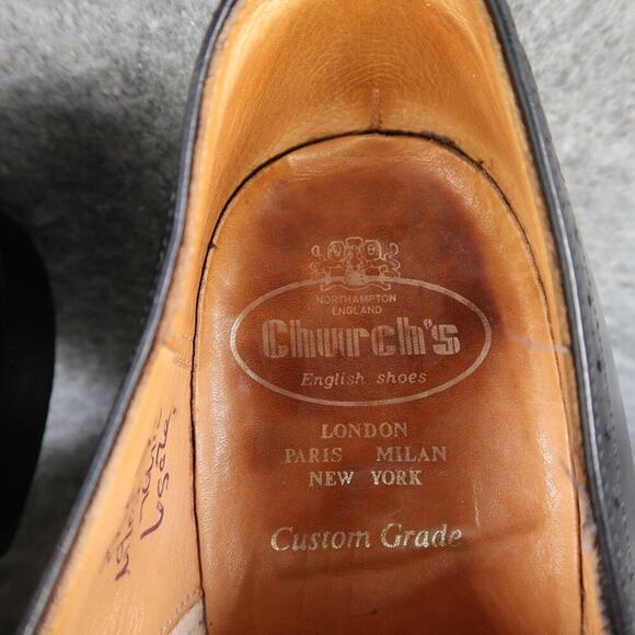 Church's Shoes Mens 9 Oxford Custom Grade Brogue Cap Toe Handcrafted Leather - Picture 9 of 16